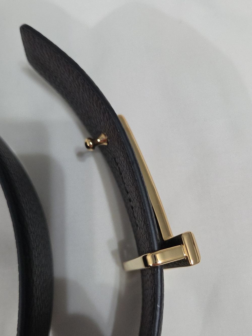 Reversible Tom Ford Black Brown Leather Belt Gold T Buckle 95cm - Picture 12 of 15